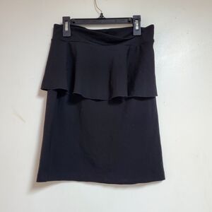 KENSIE Skirt Womens Size Small Mini Black Ruffle Cotton Stretch